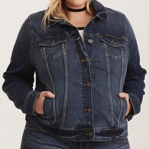 Torrid Stretch Denim Jacket Dark Wash Womens 3X 22-24